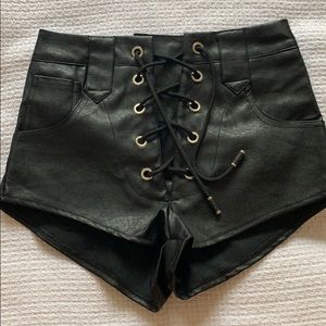 NWT faux leather lace up shorts!